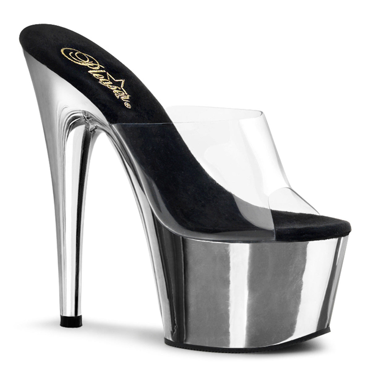 Pleaser Adore-701 in Clear/Silver Chrome â Pleaser Shoes