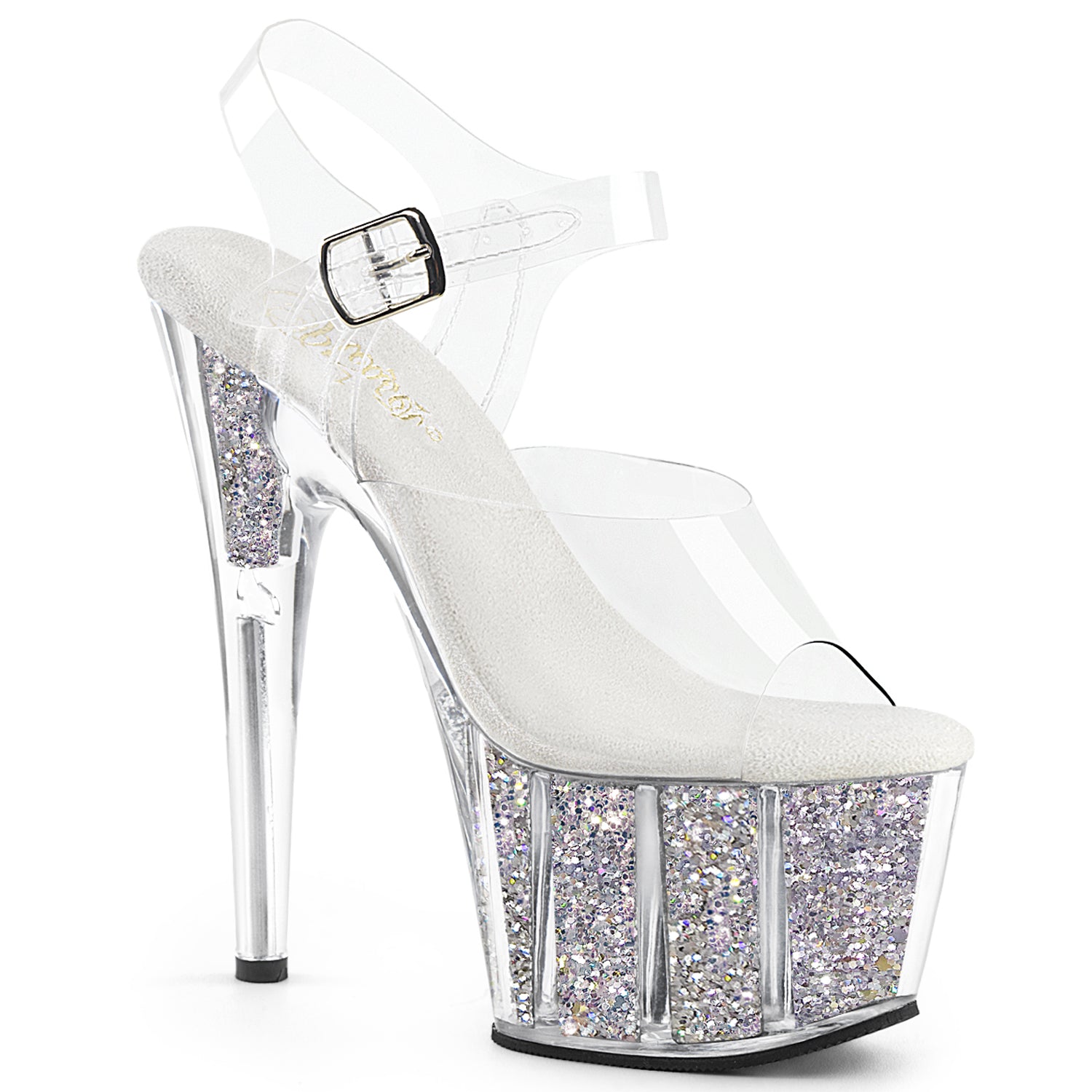 Pleaser Adore708G in Clear/Silver Pleaser Shoes