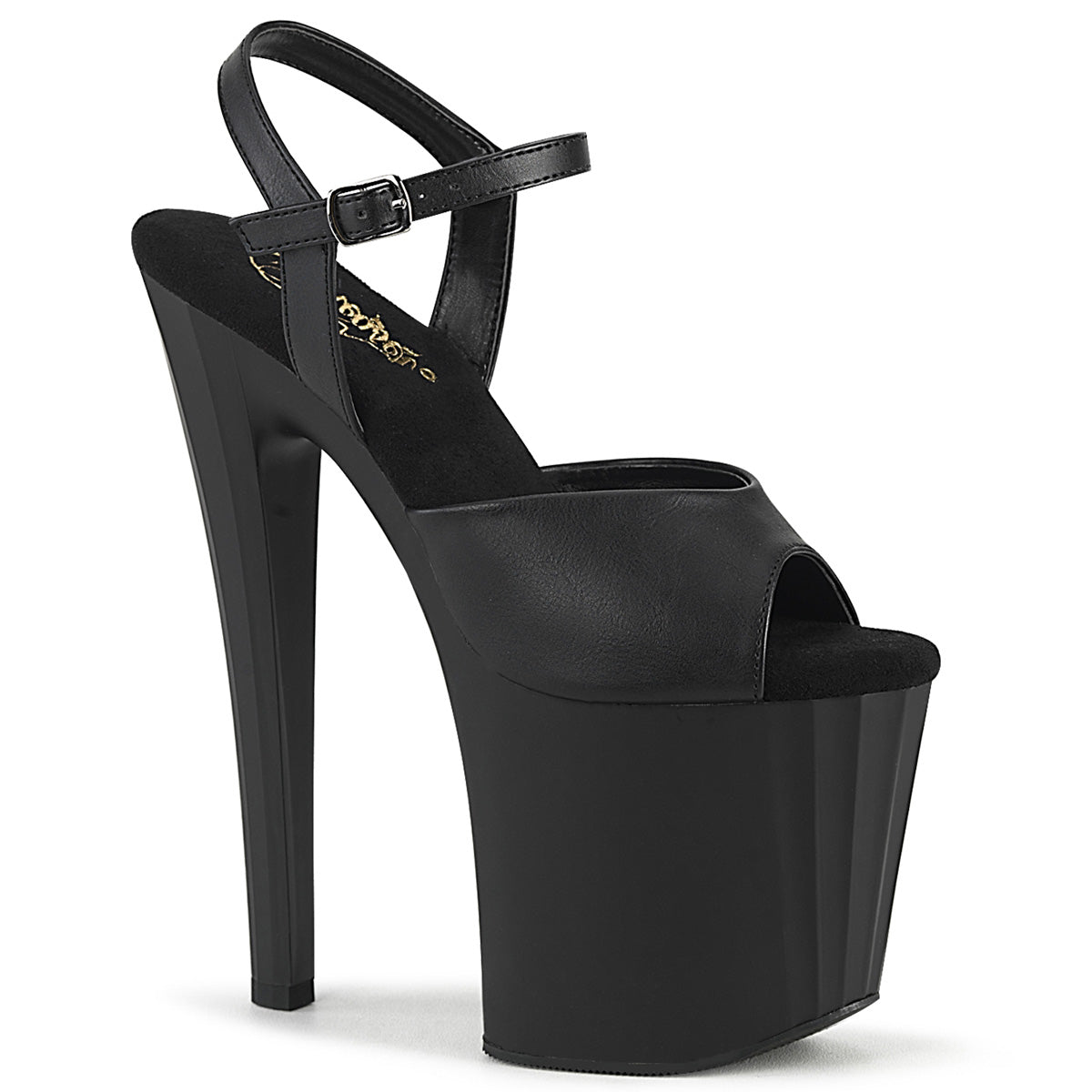 Pleaser Enchant709 in Black Vegan Leather/Black Pleaser Shoes
