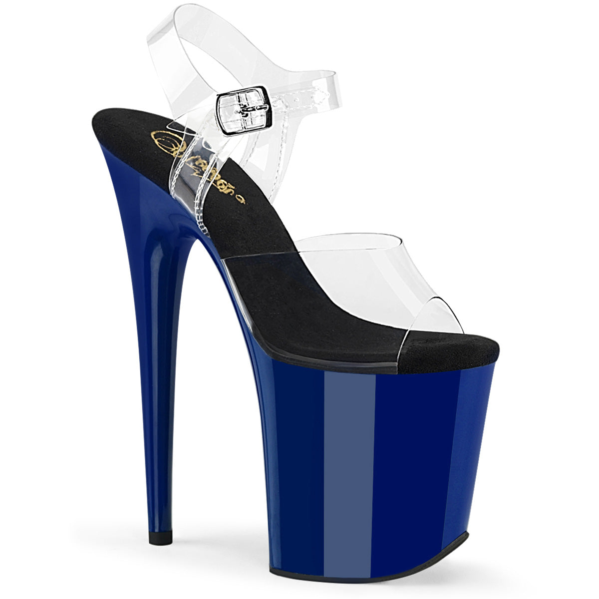 Pleaser Flamingo808 in Clear/Blue Pleaser Shoes