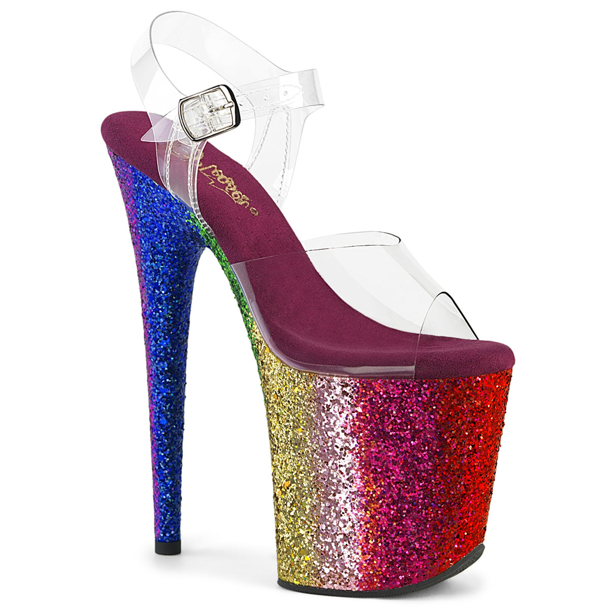 Pleaser Flamingo-808RBG in Clear/Multicolor â Pleaser Shoes