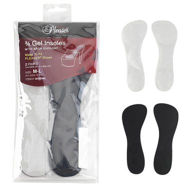 Pleaser Gel Insoles w/ Arch Support - Size 9-14