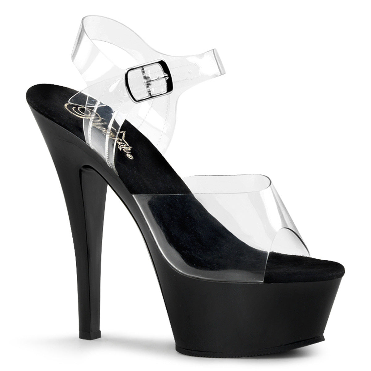 Pleaser Kiss-208 in Clear/Black â Pleaser Shoes