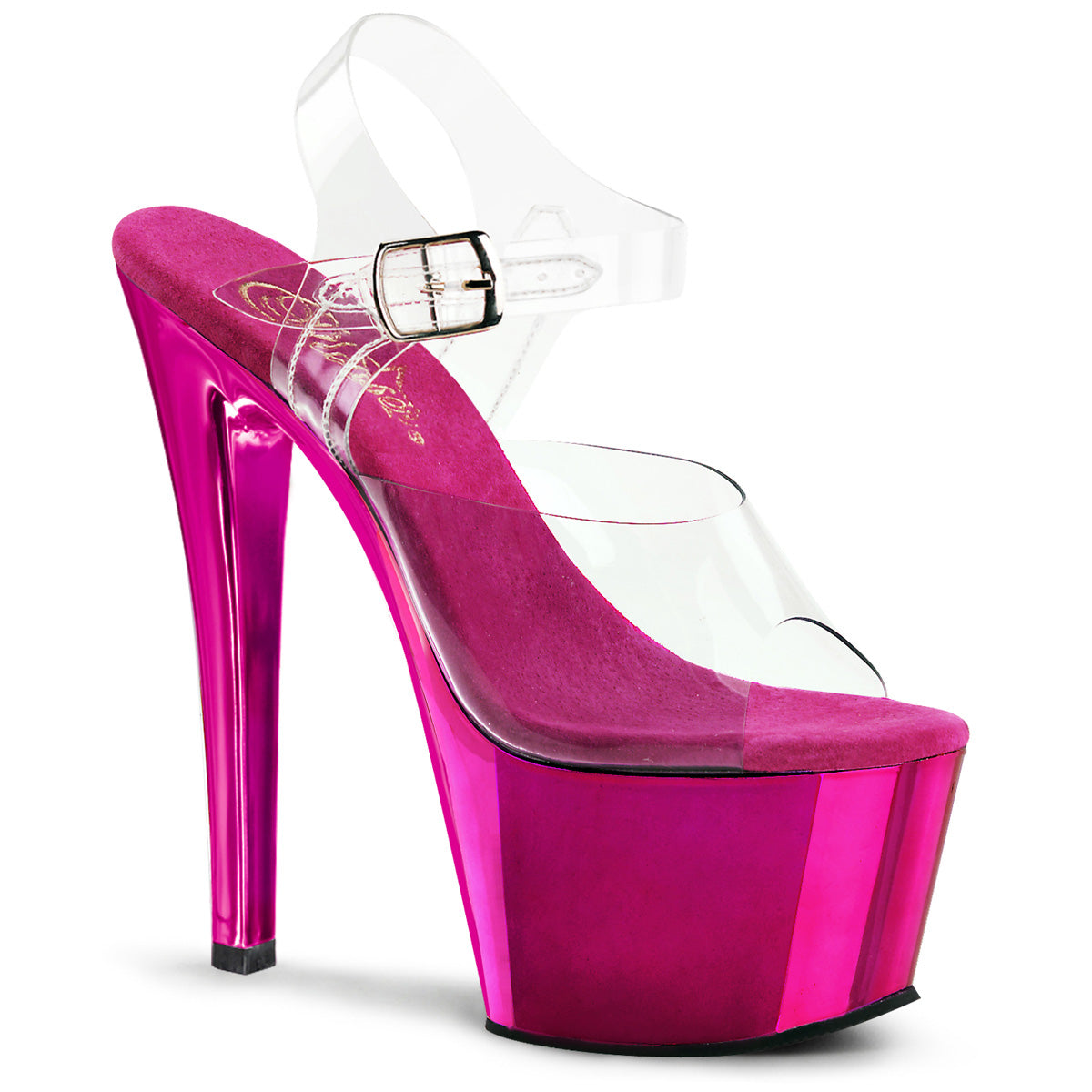 Pleaser Sky-308 in Clear/Pink â Pleaser Shoes