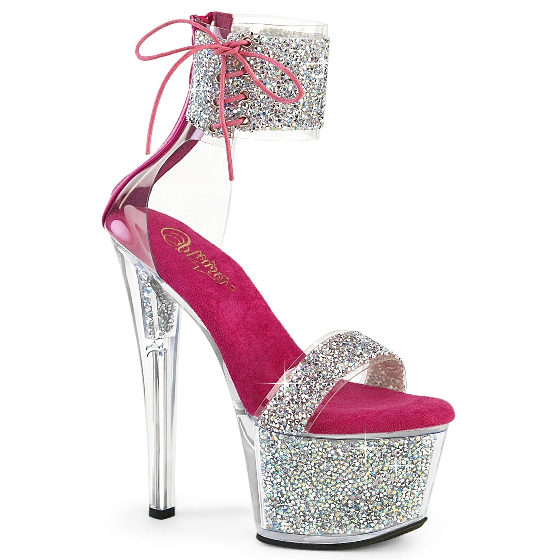 Pleaser Sky327RSI in Silver/Pink Pleaser Shoes
