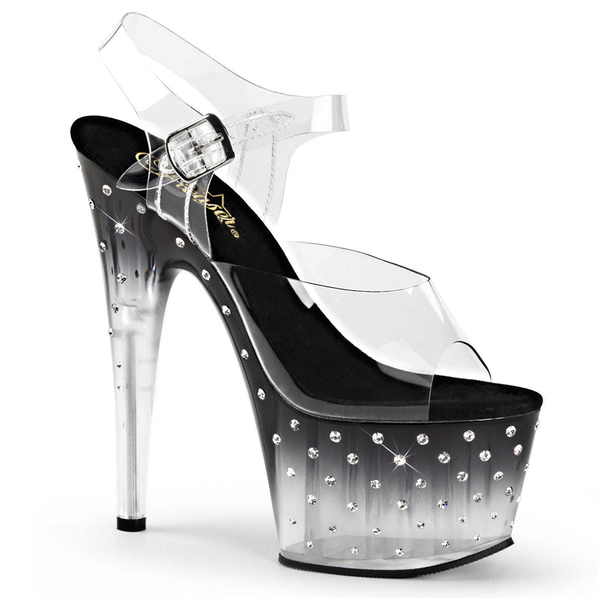 Pleaser Stardust-708T in Black/Clear â Pleaser Shoes