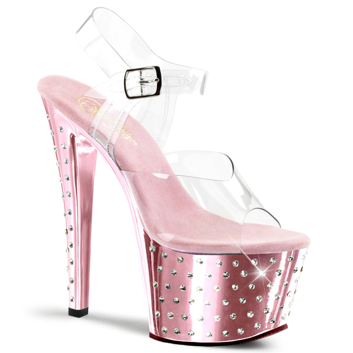 Pleaser Stardust-708 in Clear/Baby Pink â Pleaser Shoes