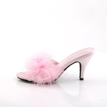 Fuzzy Slipper Shoe 3-inch Clear Heel 4-colors BELLE-301F