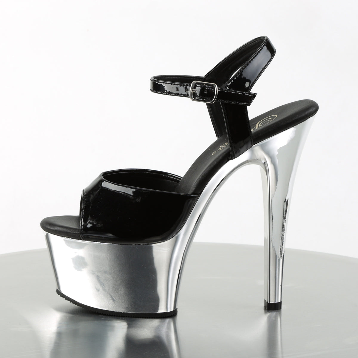 Pleaser Aspire609 in Black/Silver Chrome Pleaser Shoes
