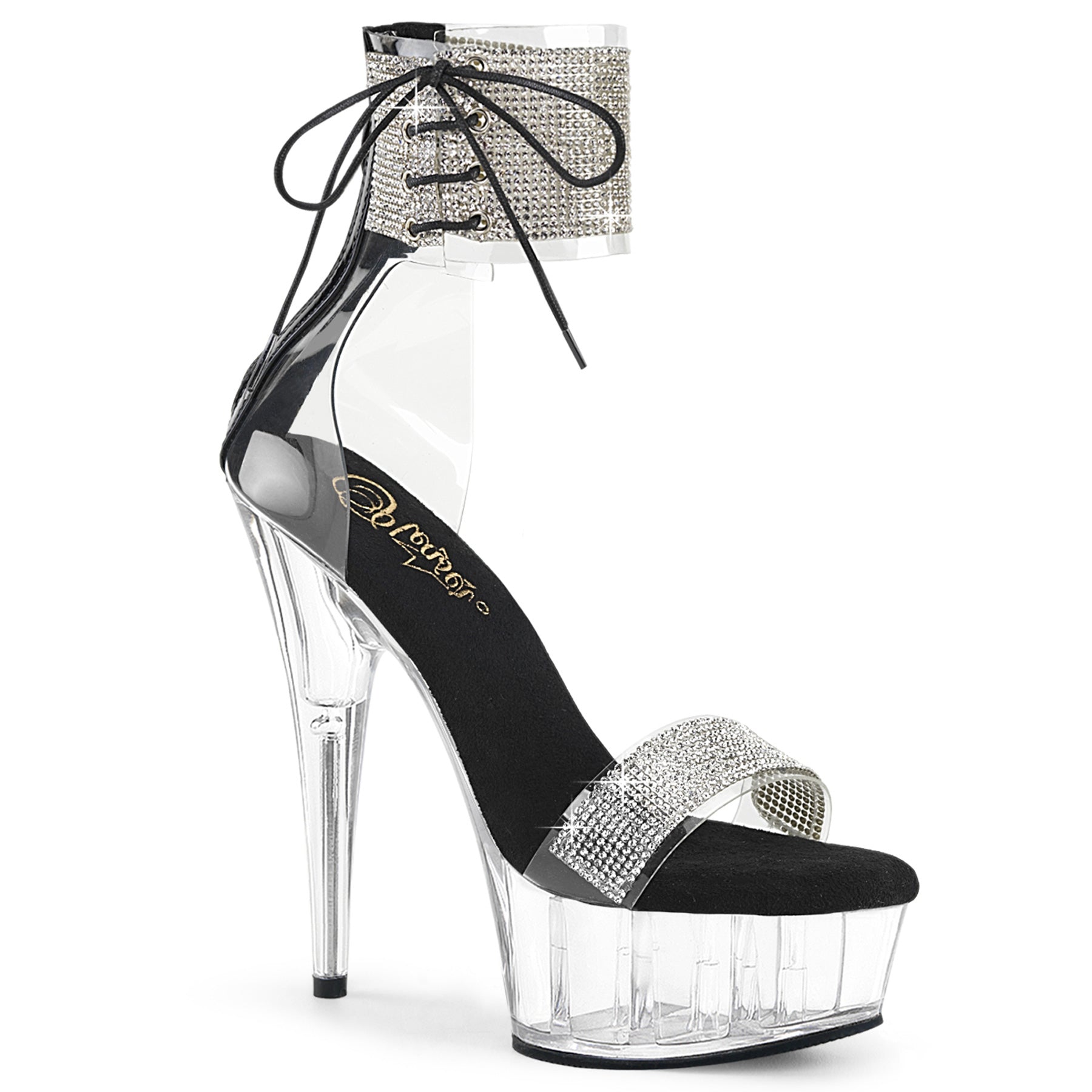 Pleaser Delight-627RS in Black/Clear â Pleaser Shoes
