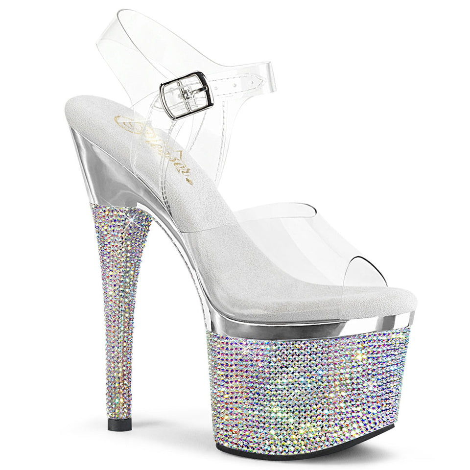 Pleaser Esteem-708DM in Clear/Silver Chrome – Pleaser Shoes