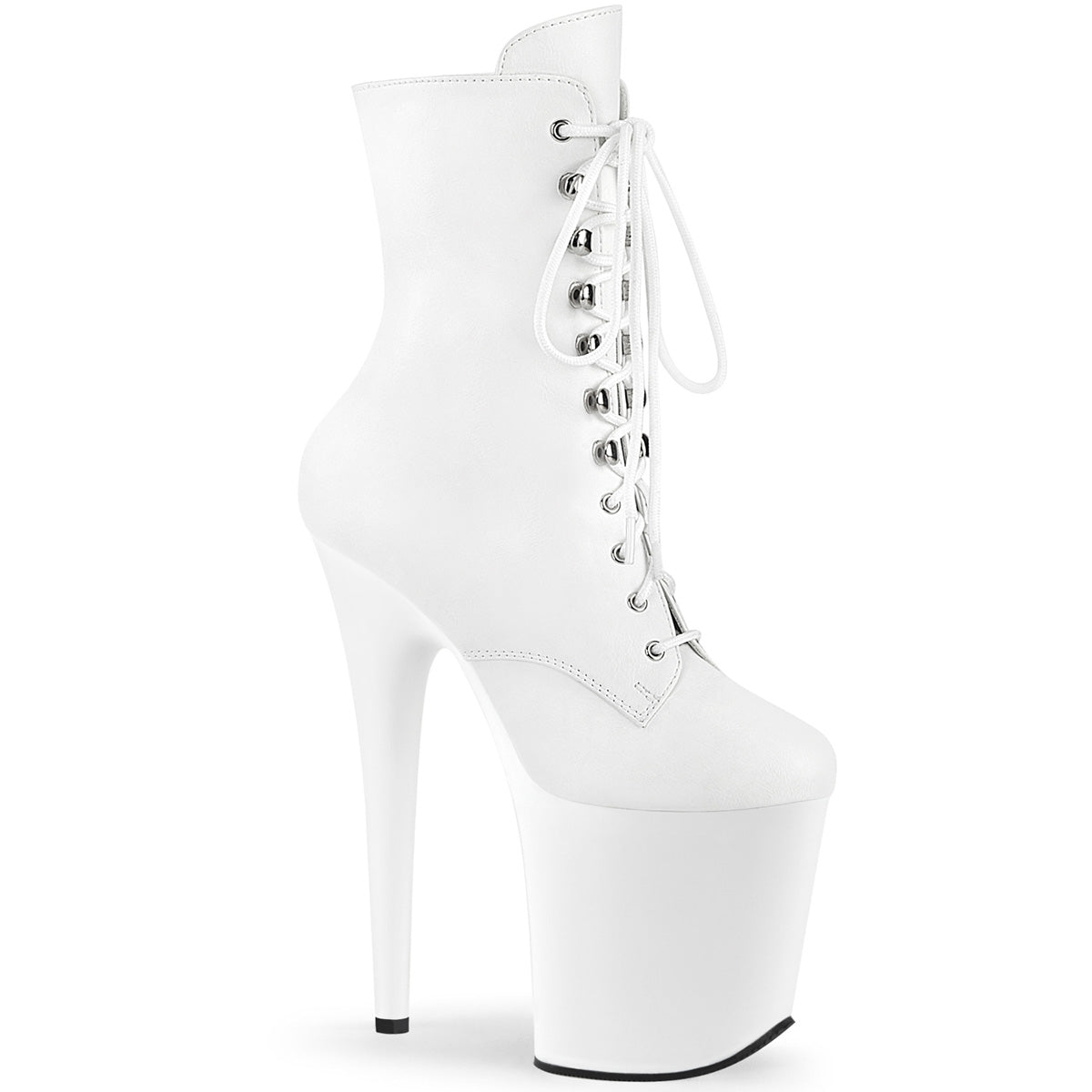 Pleaser Flamingo-1020 in White Vegan Leather – Pleaser Shoes