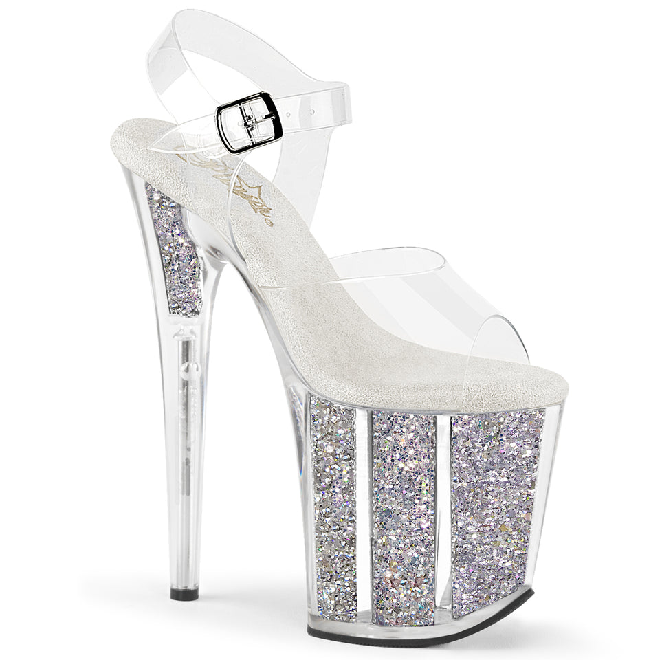 Pleaser Flamingo-808G in Clear/Silver – Pleaser Shoes