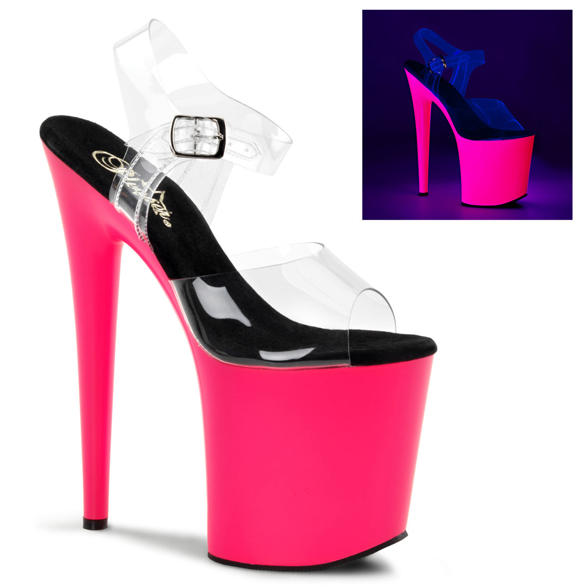 Pleaser Flamingo-808UV in Clear/Pink – Pleaser Shoes
