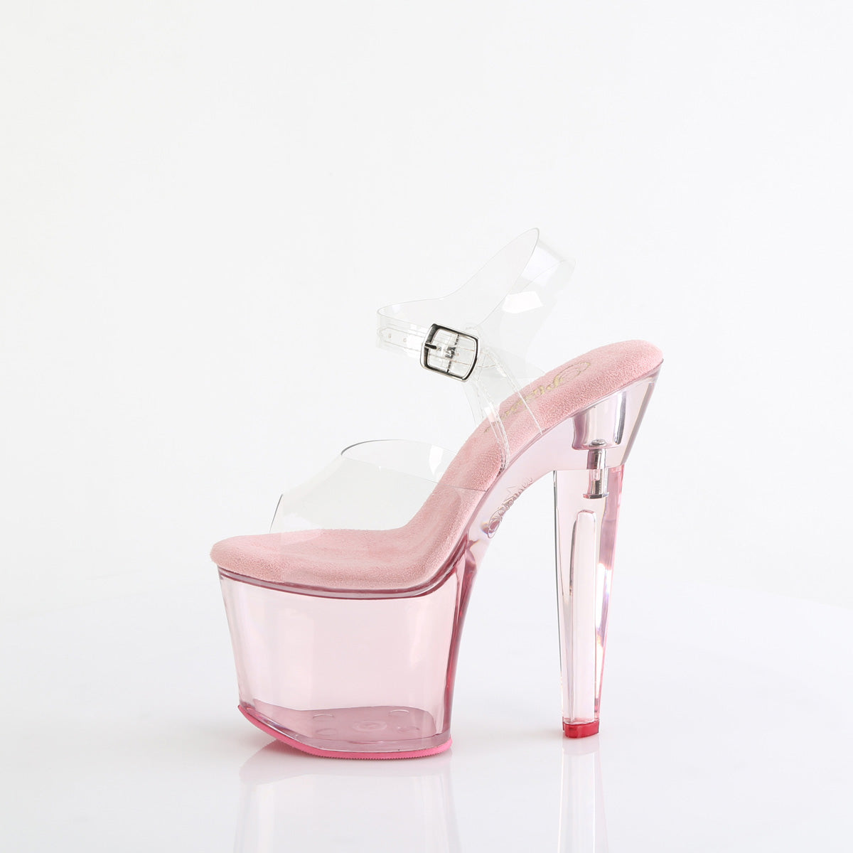 Pleaser Lovesick-708T in Clear/Baby Pink â Pleaser Shoes