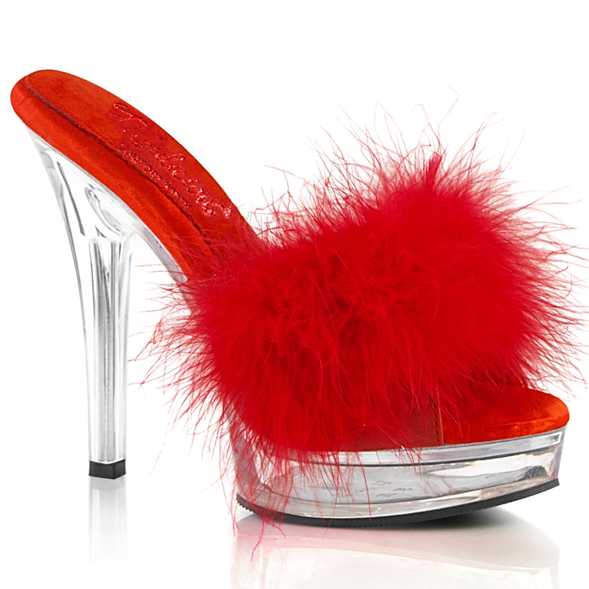 Fabulicious Majesty-501F-8 in Red Vegan Leather/Clear – Pleaser Shoes
