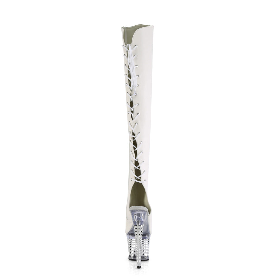 Pleaser Spectator-3019 in White Vegan Leather/Clear – Pleaser Shoes