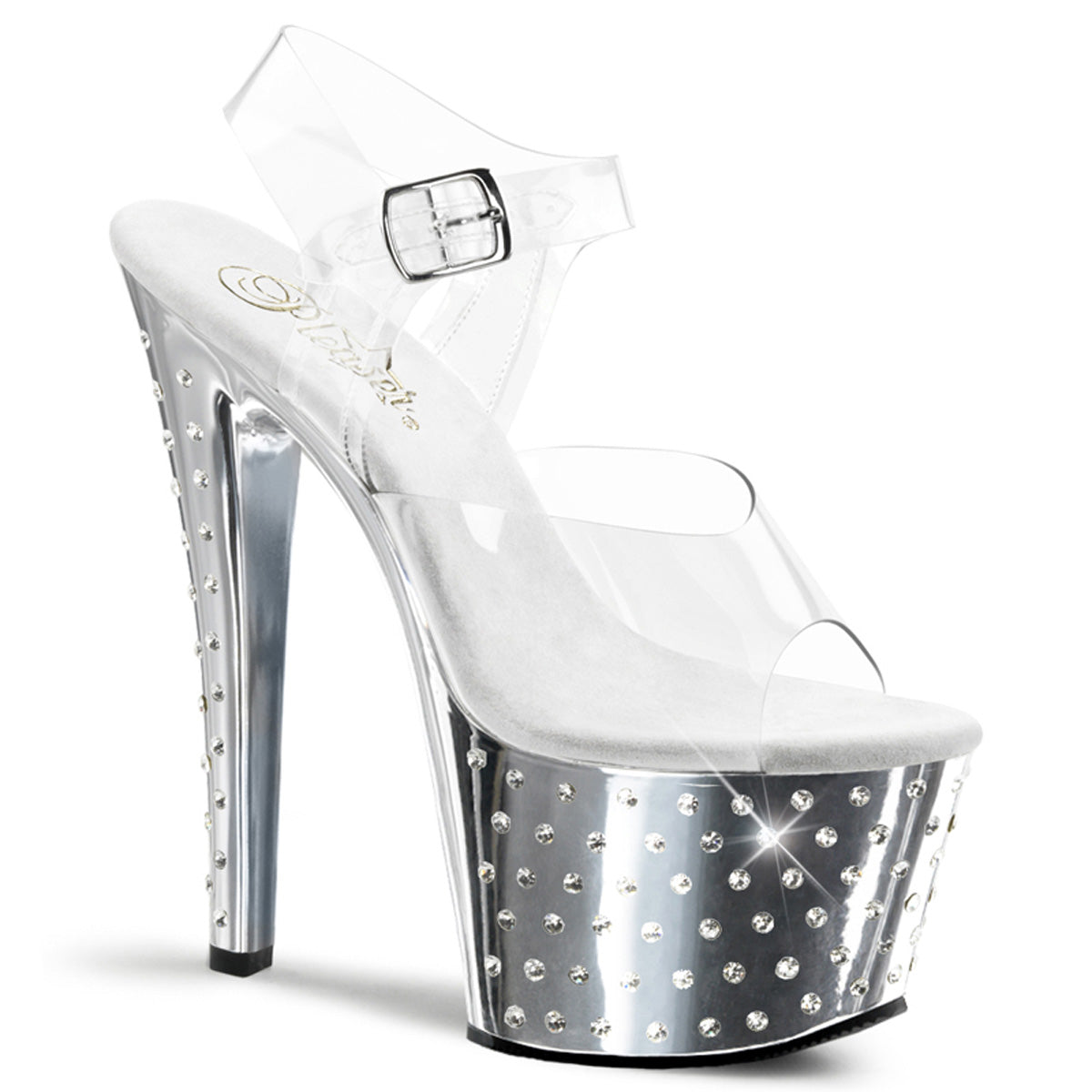 Pleaser Stardust-708 in Clear/Silver – Pleaser Shoes