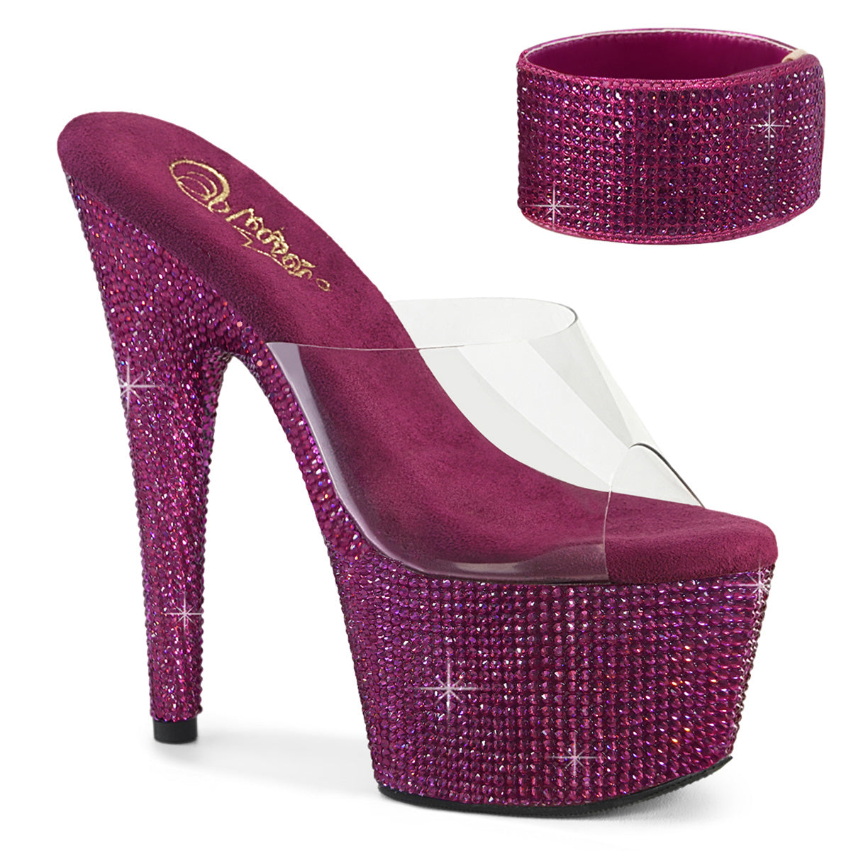 Pleaser Bejeweled712RS in Clear/Fuchsia Pleaser Shoes